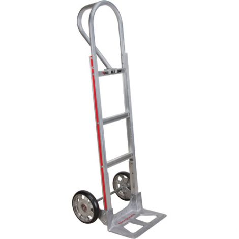 Aluminum Hand Trucks - Handle Type: P-Handle - Nose Plate Dimensions: 14"W x 7-1/2"D - Wheel: Pneumatic