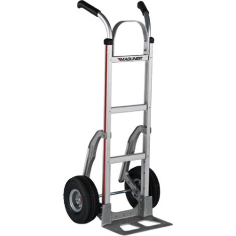 Aluminum Hand Trucks - Handle Type: Dual Handle - Nose Plate Dimensions: 14"W x 7-1/2"D - Wheel: Pneumatic