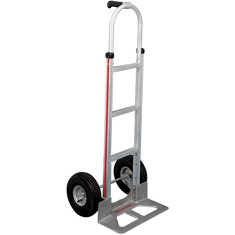 Aluminum Hand Trucks - Handle Type: Single Grip - Nose Plate Dimensions: 18"W x 7-1/2"D - Wheel: Pneumatic