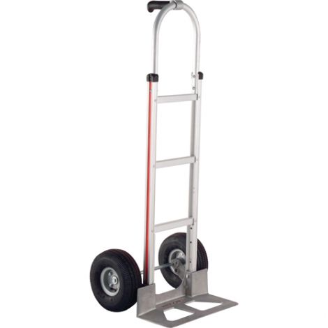 Aluminum Hand Trucks - Handle Type: Single Grip - Nose Plate Dimensions: 18"W x 7-1/2"D - Wheel: Pneumatic