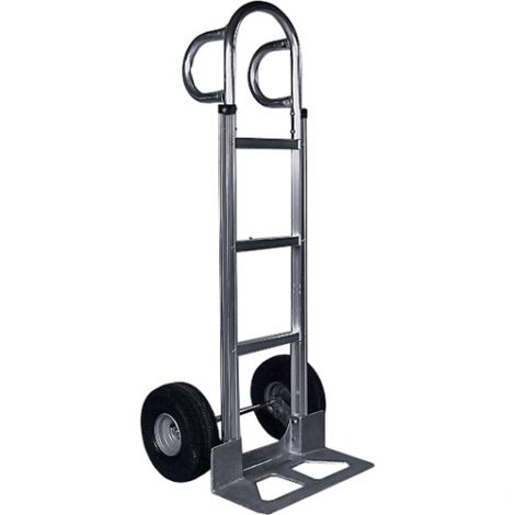 Aluminum Hand Trucks - Handle Type: P-Handle - Nose Plate Dimensions: 18"W x 7-1/2"D - Wheel: Pneumatic