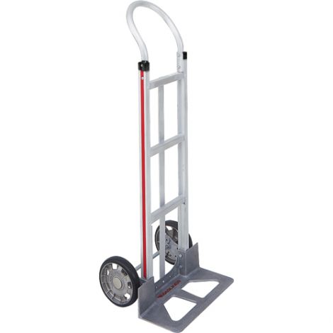 Aluminum Hand Trucks - Handle Type: Continuous - Nose Plate Dimensions: 18"W x 7-1/2"D - Wheel: Mold on Rubber