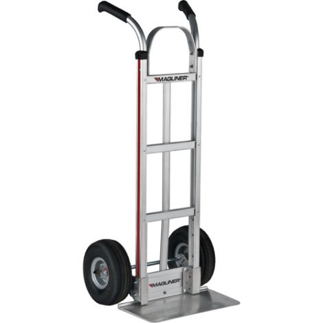 Aluminum Hand Trucks - Handle Type: Dual Handle - Nose Plate Dimensions: 18"W x 9"D - Wheel: Pneumatic