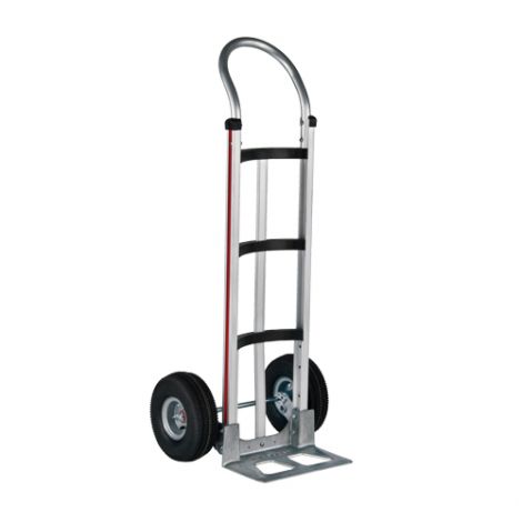 Aluminum Hand Trucks - Handle Type: Continuous - Nose Plate Dimensions: 14"W x 7-1/2"D - Wheel: Pneumatic