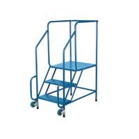 Tilt-N-Roll Ladders - Frame Material: Steel - No. of Steps: 3 - Platform Height: 27" - Platform Depth: 24"