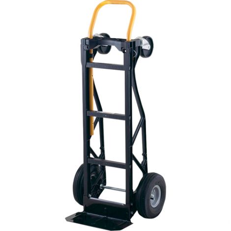 Nylon Convertible Hand Trucks - Handle Type: Continuous - Nose Plate Dimensions: 14-1/2"W x 7"D - Wheel: Pneumatic