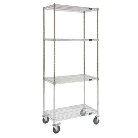 Wire Shelf Cart, Chrome Plated, 60"W x 80"H x 24"D 800 lbs. Capacity