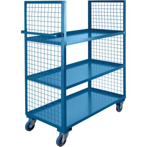 Wire Mesh Utility Cart, Steel, 30" x 63" x 75", 2400 lbs. Capacity