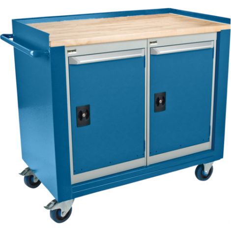 Industrial Duty Mobile Service Benches - O.D.: 42"W x 24"D x 37"H - Configuration: 2 Doors