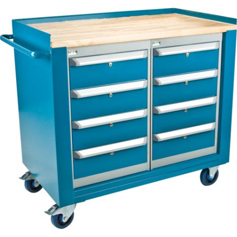 Industrial Duty Mobile Service Benches - O.D.: 42"W x 24"D x 37"H - Configuration: 8 Drawers