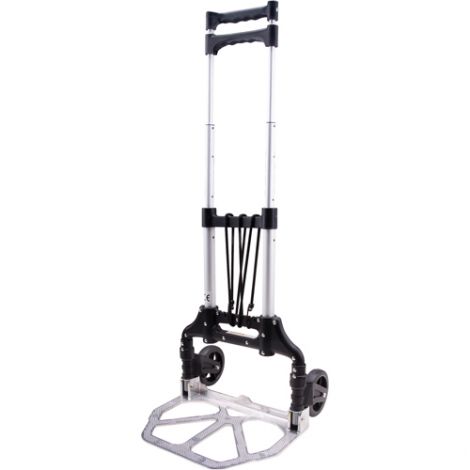 Folding Hand Truck (Aluminum) - Nose Plate Dimensions: 15 1/4"W x 11"D - Wheel: Rubber