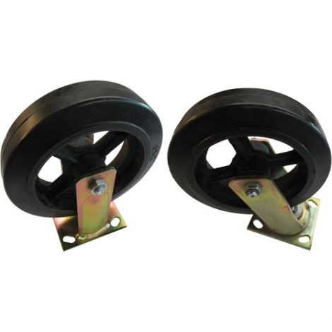 Steel Self-Dumping Hoppers - 8" Rubber Caster Set