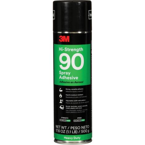 90 High Strength Adhesive, Clear, Aerosol Can, Case/Qty: 4