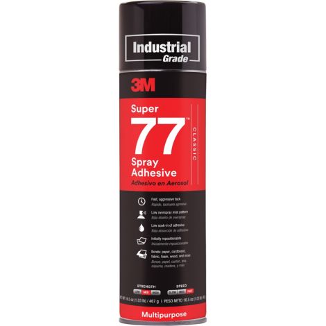 Super 77™ Spray Adhesive, Clear, Aerosol Can, Qty/Case: 4