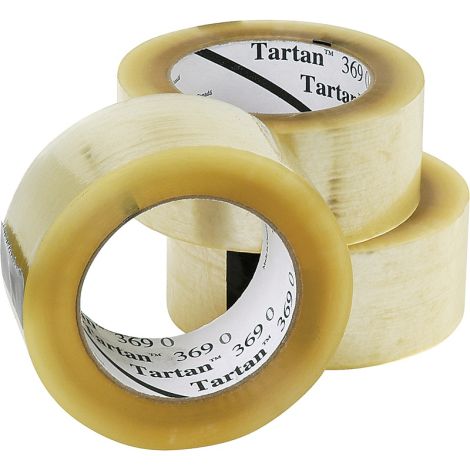 Tartan™ 369 Box Sealing Tape, Acrylic Adhesive, 1.6 mils, 48mm (1-22/25") x 132m (432'), Qty/Case: 48 Rolls