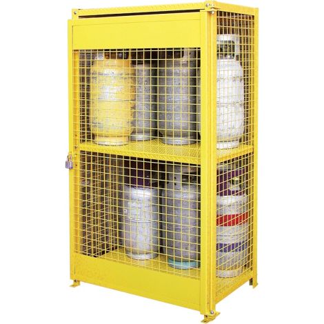 Gas Cylinder Cabinets, 12 Cylinder Cap., 44"W x 30"D x 74"H, Yellow