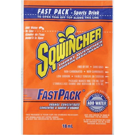 Sqwincher® Rehydration Drink Fast Pack®, Single Serve, Orange, Case/Qty: 100