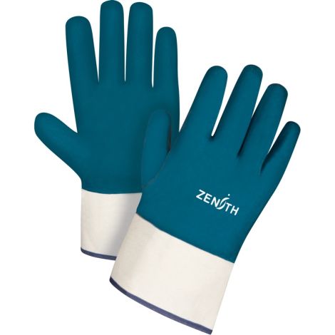 Heavyweight Safety Cuff Gloves, 10/X-Large, Nitrile Coating, Cotton Shell, Case/Qty: 36 Pairs