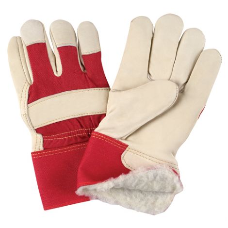 Grain Cowhide Fitters Acrylic Boa Lined Gloves - Size: X-Large - Premium Quality Rubberized Safety Cuf - Case/Qty: 24 Pairs