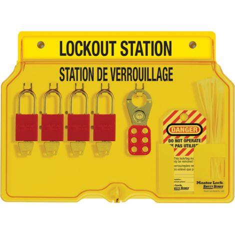 Lockout Station, Aluminum Padlocks, 4 Padlock Capacity, Padlocks Included