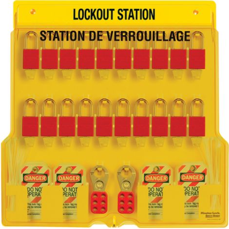 Lockout Station, Thermoplastic Padlocks, 20 Padlock Capacity, Padlocks Included