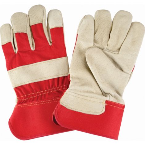 Grain Pigskin Fitters Gloves, Rubberized Cuff - Size: Large - Lining: Cotton - Case/Qty: 24 Pairs