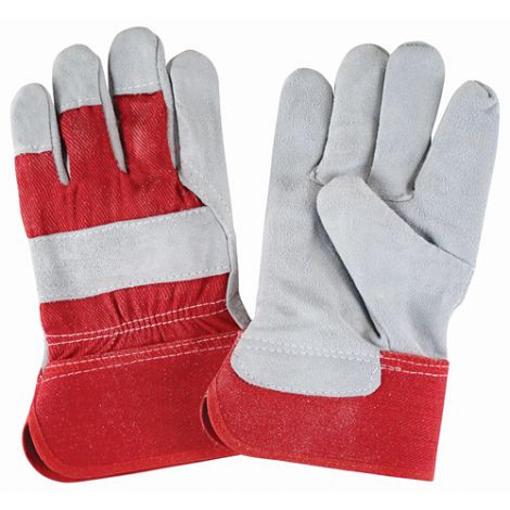 Split Cowhide Fitters, Superior Quality Gloves - Size: Large - Solid Colour Cotton and Rubberized Cuff - Case/Qty: 72 Pairs