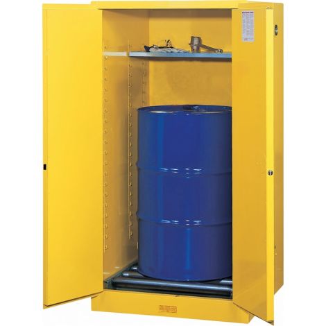 Sure-Grip® EX Vertical Drum Storage Cabinets, 1 Drum, 55 US gal. Cap., Yellow, 34"W x 34"D x 65"H