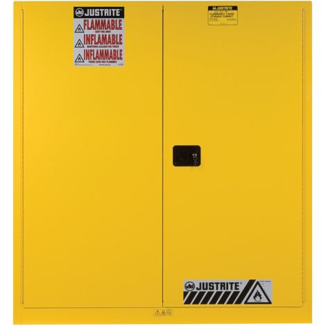 Sure-Grip® EX Vertical Drum Storage Cabinets, 60 US gal. Cap., 2 Drums, Yellow, 43"W x 34"D x 65"H