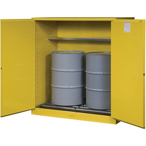 Sure-Grip® EX Vertical Drum Storage Cabinets, 110 US gal. Cap., 2 Drums, Yellow, 59"W x 34"D x 65"H