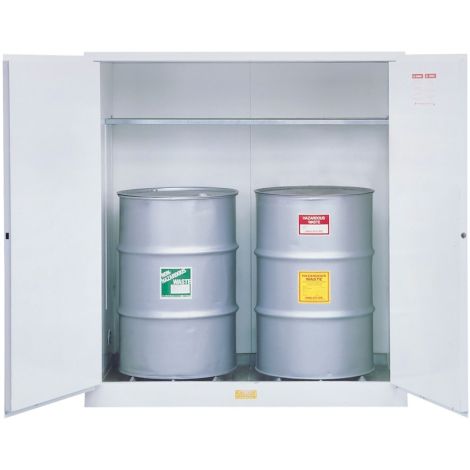 Hazardous Waste Safety Cabinets, 55 US gal. Cap., Self-Closing Doors, 1 Drum, White 