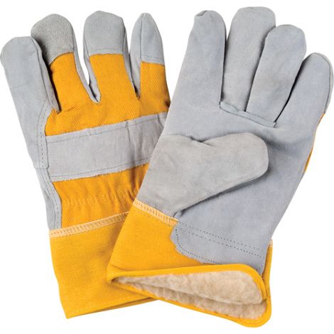 Split Cowhide Fitters Acrylic Boa-Lined Gloves- Size: Large - Case/Qty: 48 Pairs