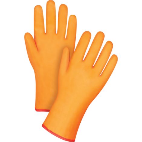 Winter-Lined Chemical-Resistant Gloves, Size Large/9, 12"L, PVC, Foam Fleece Inner Lining, Winter Weight, Case/Qty: 12 Pairs