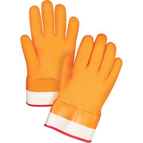 Winter Lined PVC Gloves, Safety Cuff - Size: Large (9) - Case/Qty: 18 Pairs