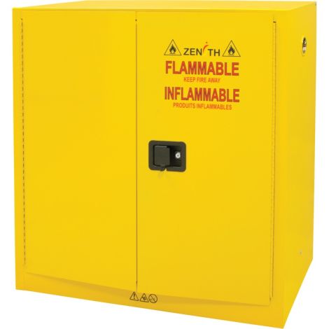 Flammable Storage Cabinet, 30 Gal. Cap., 2 Door, 43"W x 18"D x 44"H