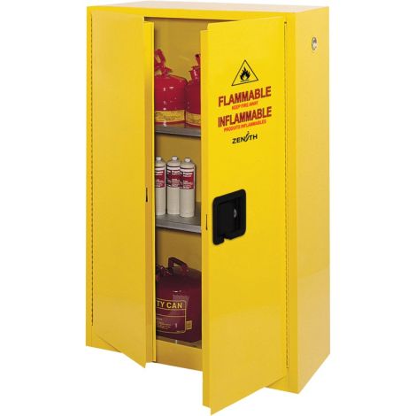 Flammable Storage Cabinet, 45 gal. Cap., 2 Door, 43"W x 18"D x 65"H