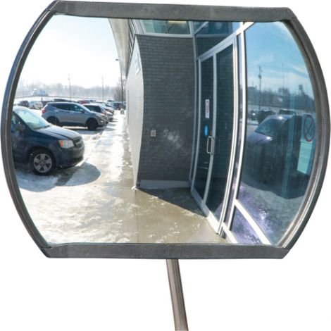 Roundtangular Convex Mirror with Telescopic Arm, 18" H x 26" W, Indoor/Outdoor