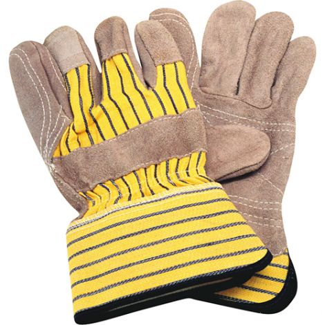 Premium Quality Double Palm Split Cowhide Fitters Glove - Size: Large - Inside Double Palm & Index Finger - Case/Qty: 48 Pairs