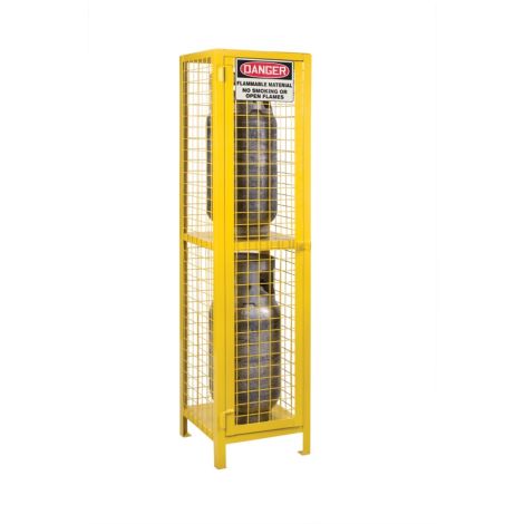 Gas Cylinder Cabinets, 2 Cylinder Cap., 17"W x 17"D x 69"H, Yellow