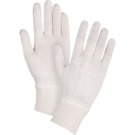 Poly/Cotton Knit Wrist Inspection Gloves - Size: Men's - Grade: Medium weight - Cuff Style: Knit Wrist - Case/Qty: 300 Pairs