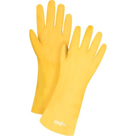 Rough-Finish Chemical-Resistant Gloves, Size 9, 14"L, PVC, Interlock Inner Lining, 47-mil, Case/Qty: 120 Pairs