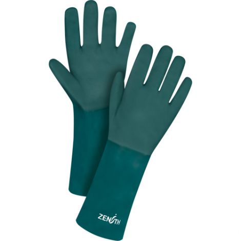 PVC Double Dipped Green Gloves, 14" Gauntlet - Size: One Size - Case/Qty: 30 Pairs