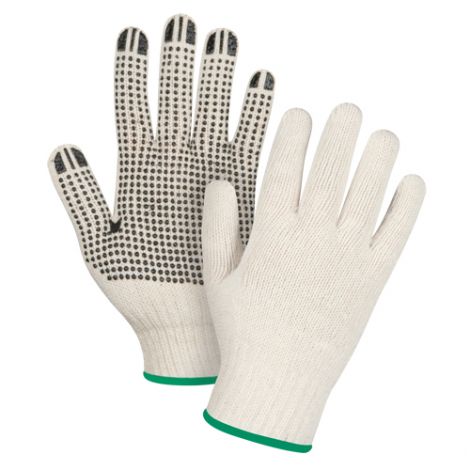 Natural Poly/Cotton Dotted Gloves - One Side Dotted, Light Weight - Size: Medium - Case/Qty: 240 Pairs