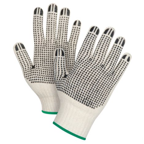 Natural Poly/Cotton Dotted Gloves - Both Sides Dotted, Heavy Weight - Size: Medium - Case/Qty: 240 Pairs