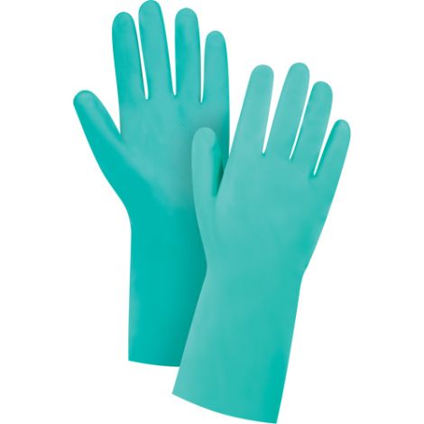 Cotton Flock-Lined Green Nitrile Gloves - Size: 2X-Large (11) - Case/Qty: 60 Pairs