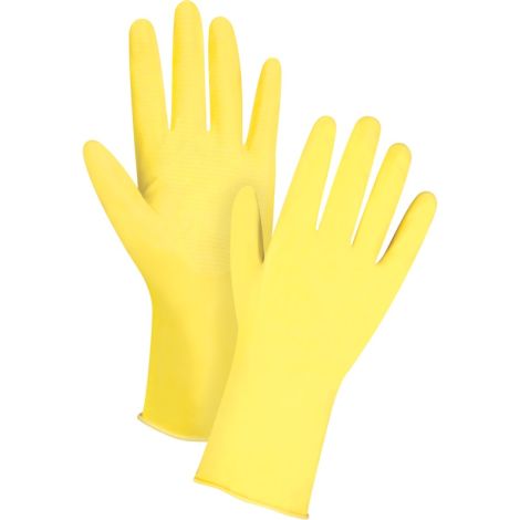 Premium Canary Yellow Chemical-Resistant Gloves, Size X-Large/10, 12" L, Rubber Latex, Flock-Lined Inner Lining, 15-mil, Case/Qty: 120 Pairs