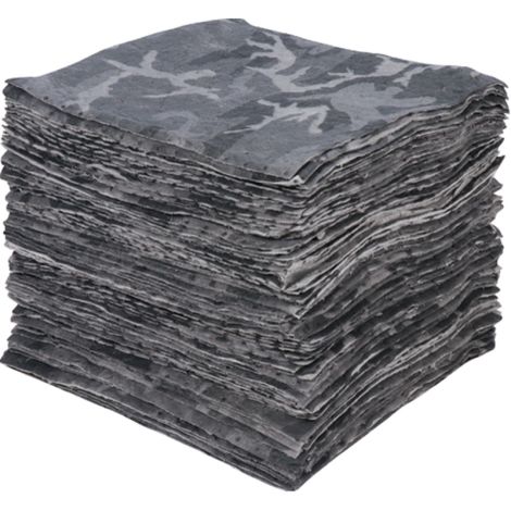 Camouflage Sorbent Pads, Universal, 15"L x 17"W, 25 gal. Absorbency, Pack of 100