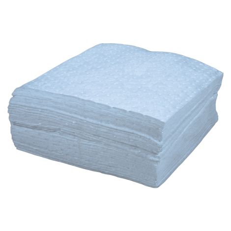 Blue Bonded Sorbent Pads, Oil Only, 15" x 17", 8 gal. Absorbency, 2 Packs of 25