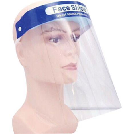 Disposable Faceshield with Head Gear - Height: 8-5/8" - Width: 12-1/2" - Thickness: 0.01" - Material: PET - Case/Qty: 48