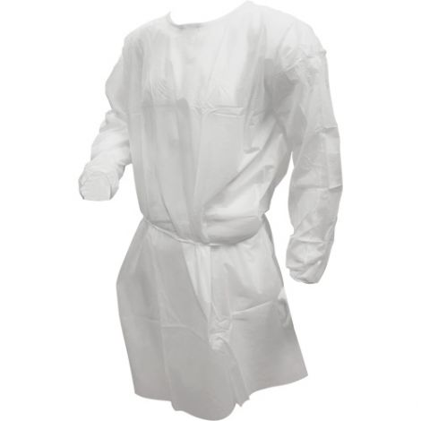 Isolation Gown - Material: Polypropylene - Size: One Size - Colour: White - Medical Device Class: Class 1 - Case/Qty: 24 